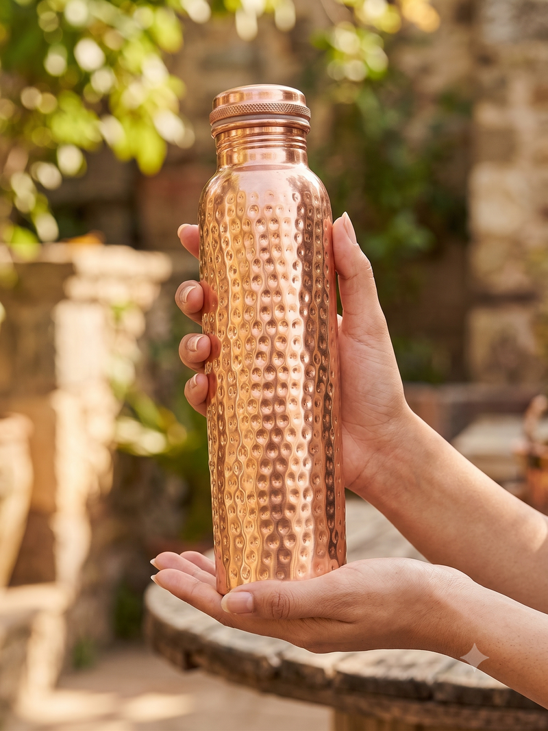 Himalayan Hand-Hammered Copper Water Bottle